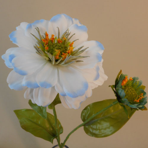 Zinnia Cream 46cm Artificial Flowers
